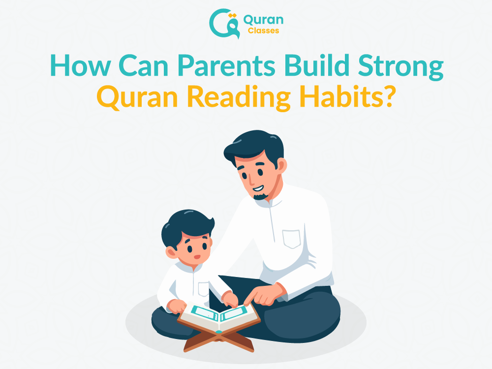 Parents teaching kids Quran reading at home